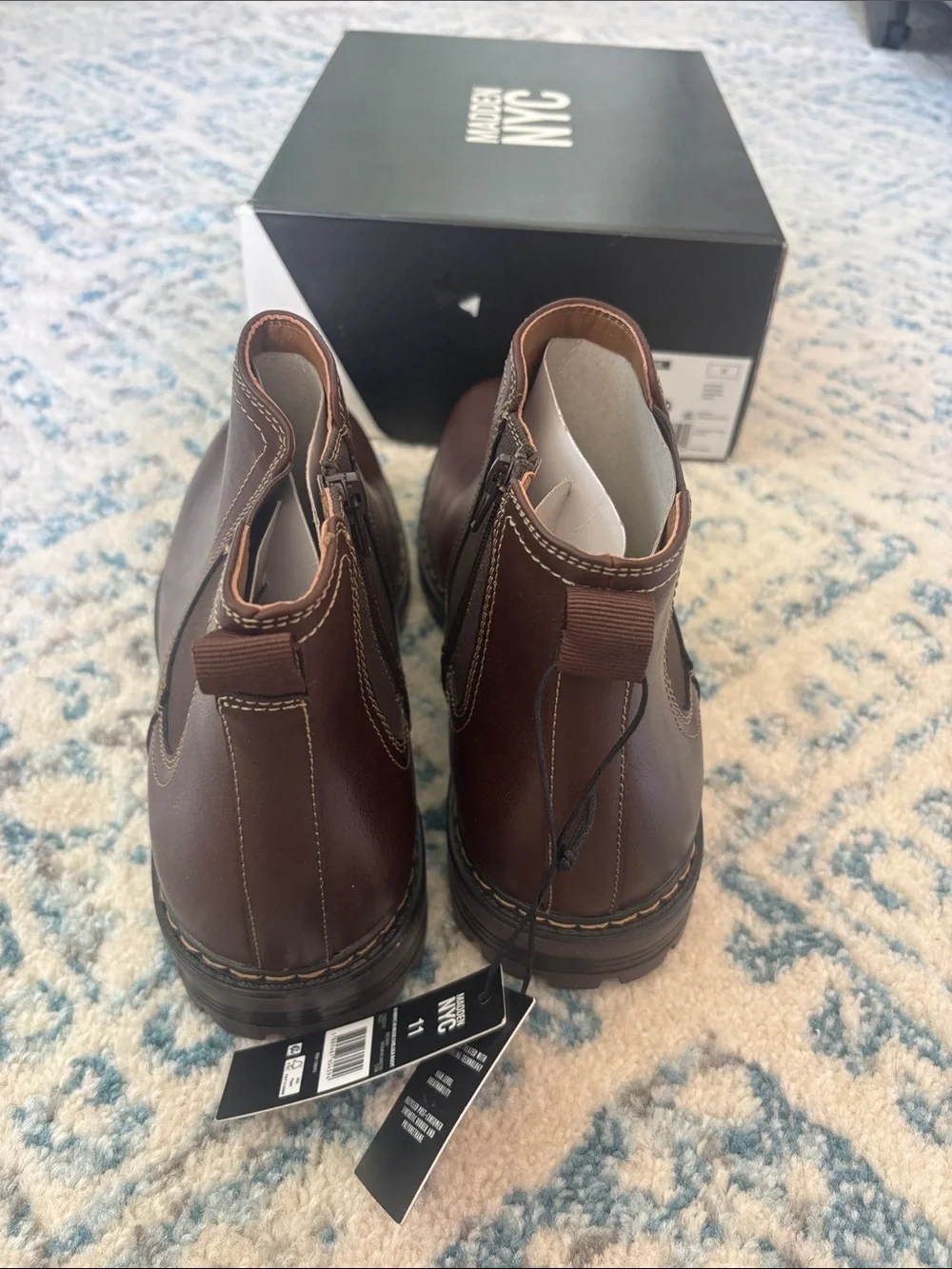 Madden NYC Men's Brown Leather Chelsea Boots